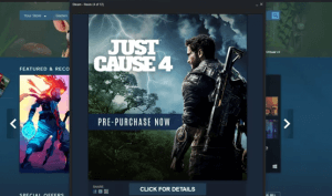 The Just Cause 4 ad as seen on Steam last night