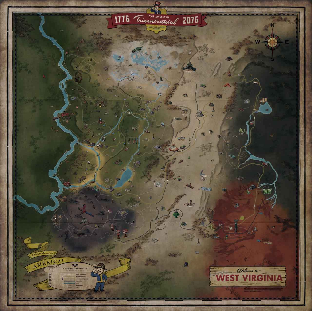 The entire map of Fallout 76 has been unveiled.