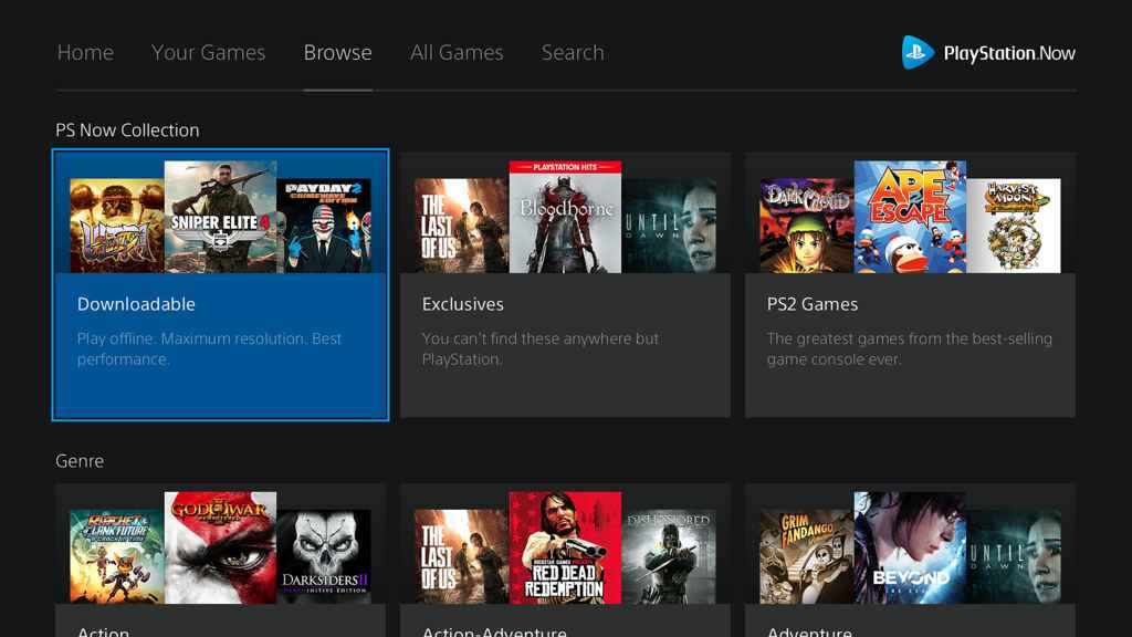 The Collections feature is new to PS Now.