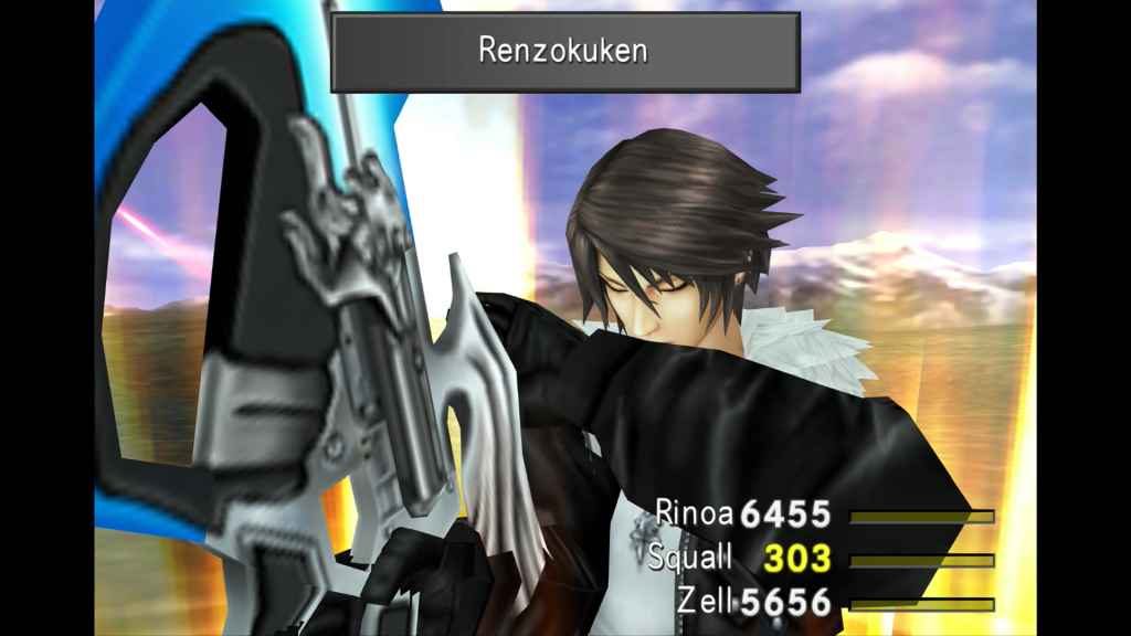 Squall performs his Renzokuken limit break