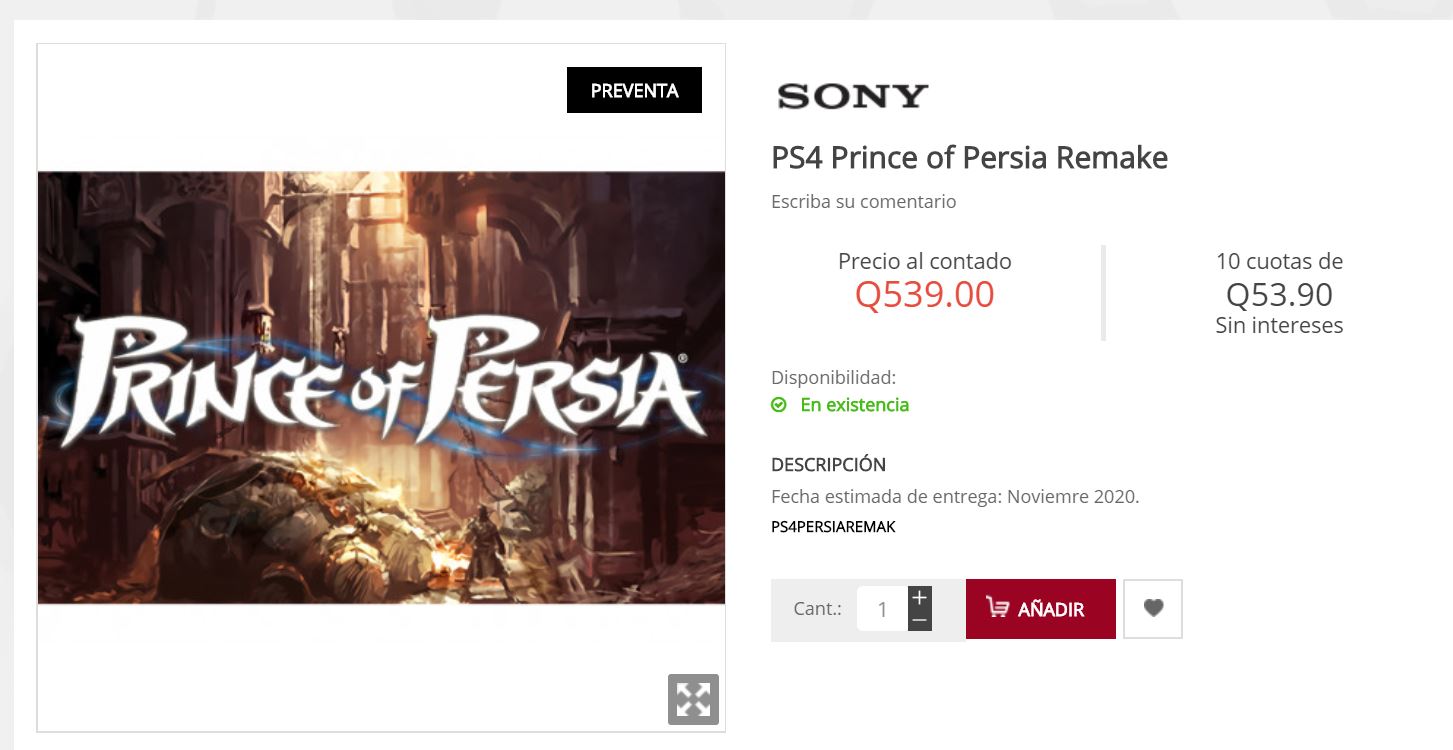 Prince Of Persia Remake Listed For Ps4 On Guatemalan Retailer Playstation Universe