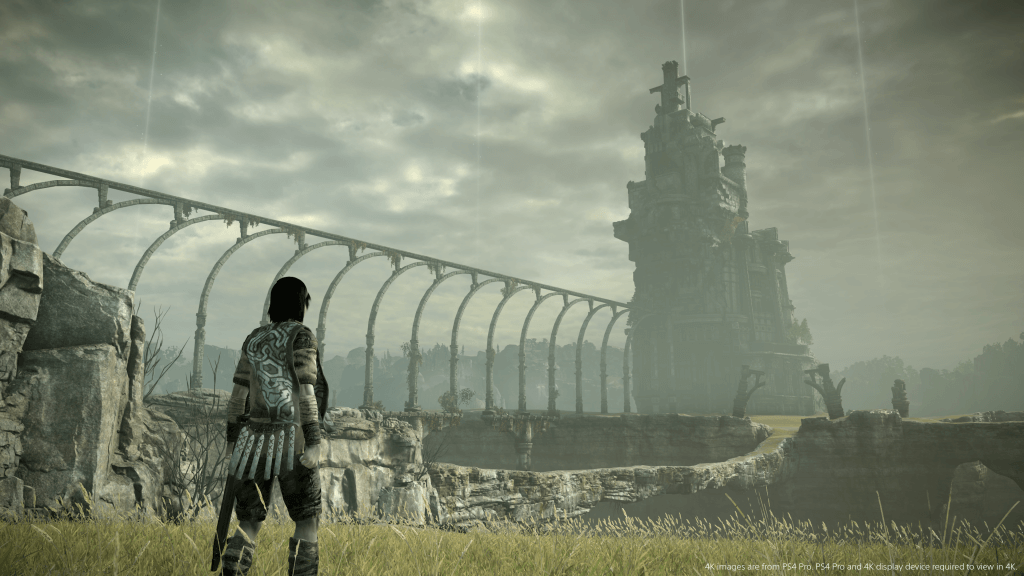 Wander Climbing Up The First Colossus Sword - Shadow Of The Colossus Wallpaper