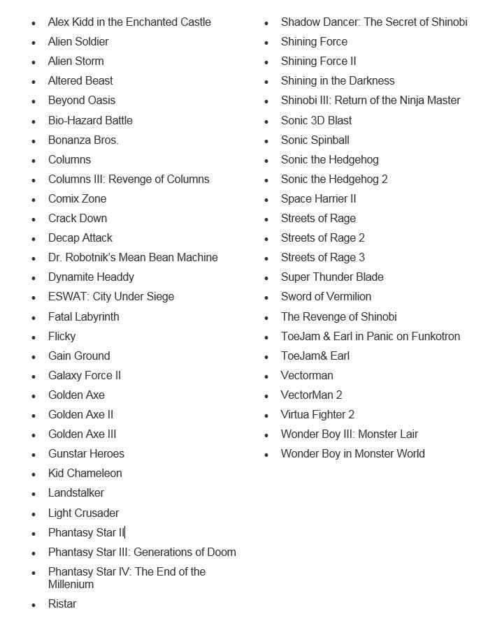 free download sega genesis classics game list free download sega genesis classics game list