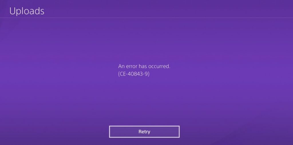 PS4 Error code CE-40843-9