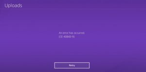 PS4 Error code CE-40843-9
