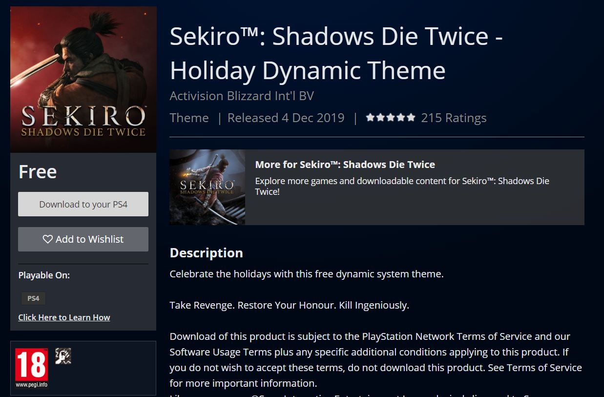 sekiro shadows die twice ps4 store