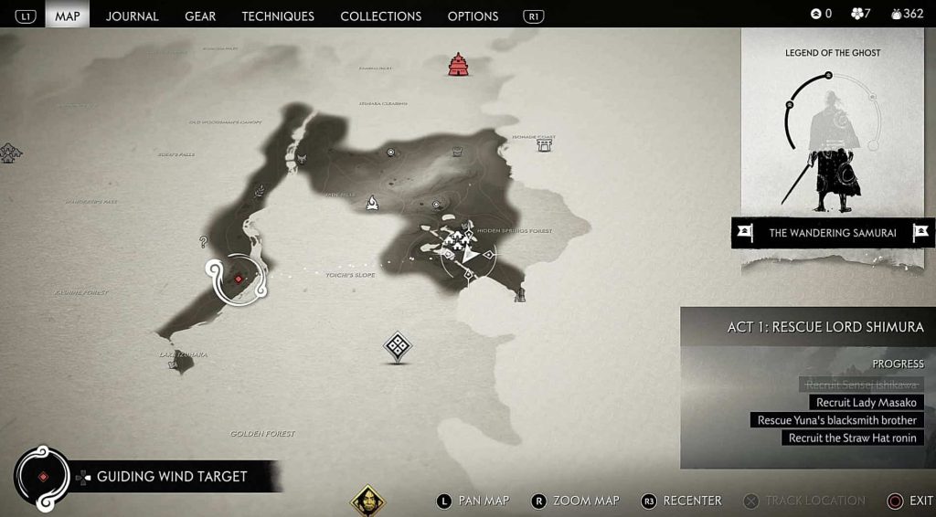 ghost of tsushima records map
