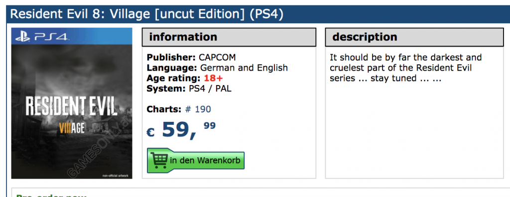 resident-evil-8-village-uncut-edition-listed-for-ps4-on-german-retailer