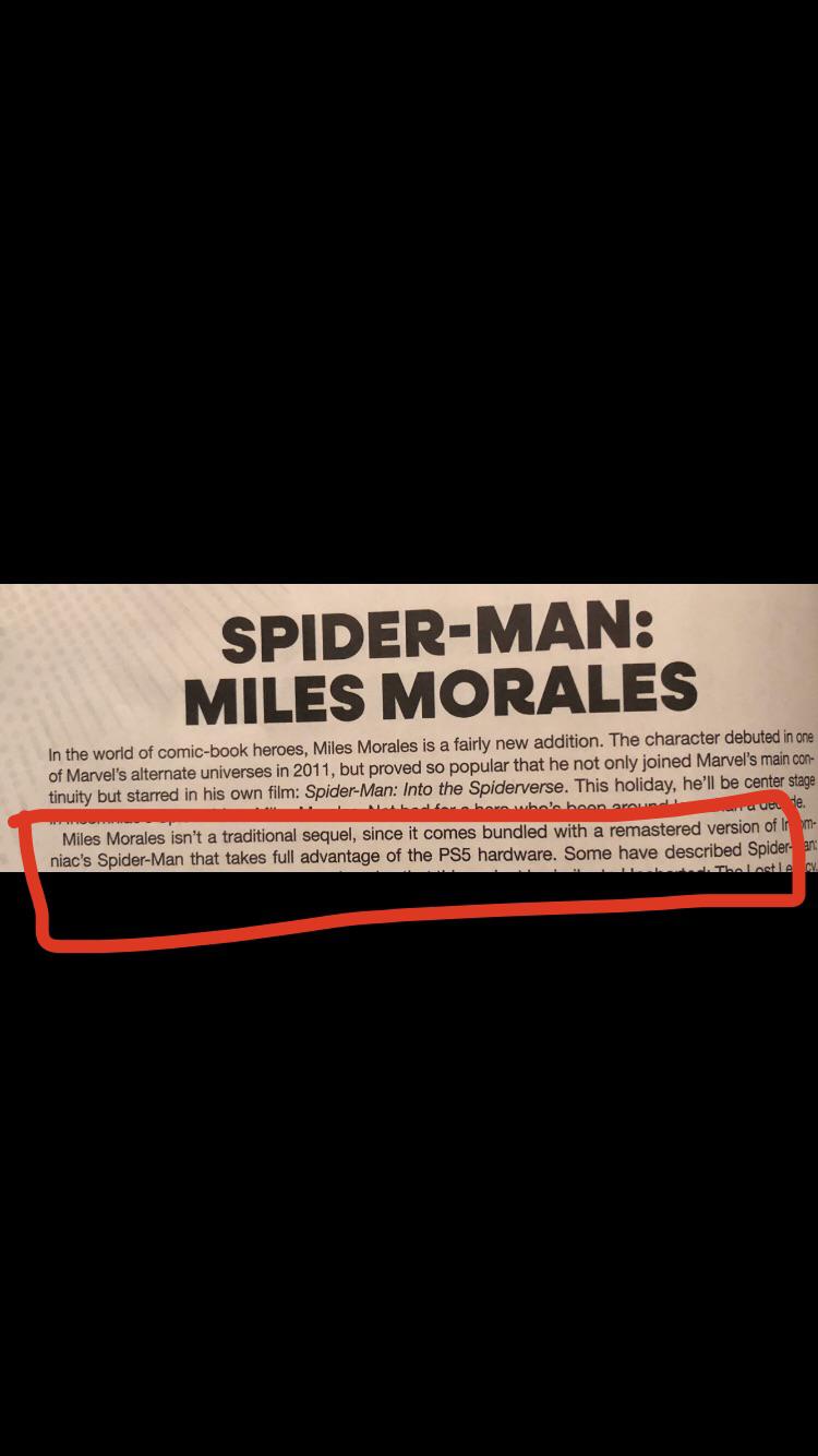 Spider-Man Miles Morales might come with a remaster of the PS4