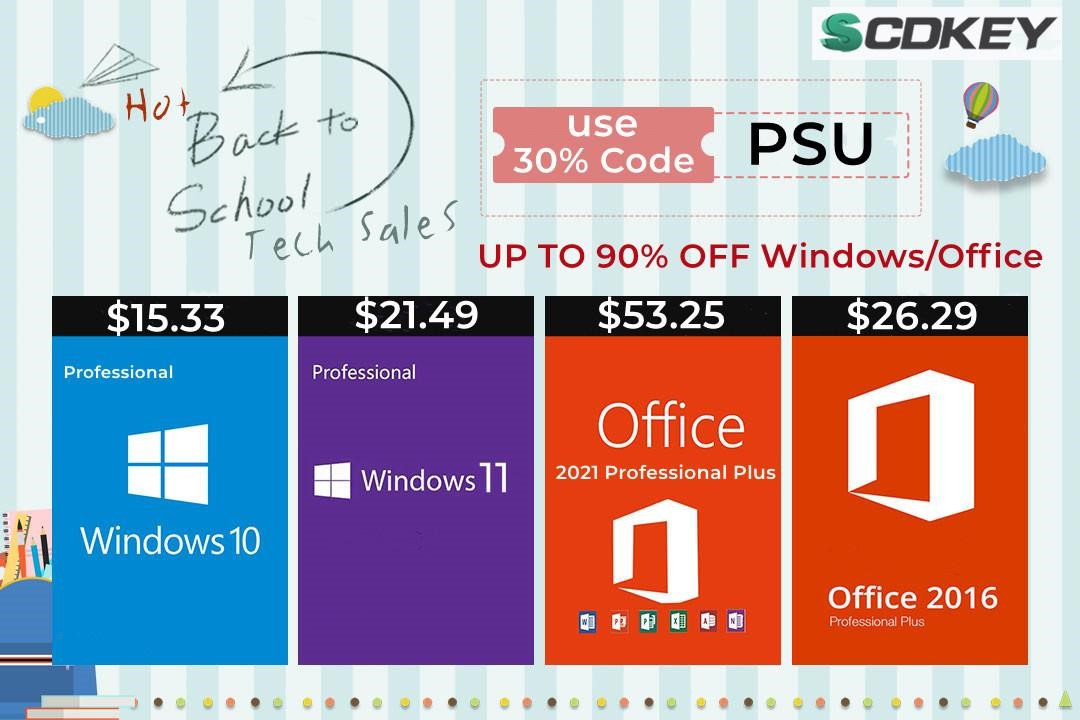 SCDkey Black Friday 2023: Genuine Lifetime Microsoft Windows 10/11 for $15  and Office for $28!